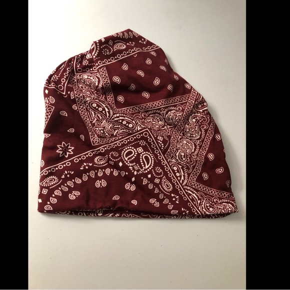 New Red Bandana Ponytail Beanie Headscarf Versatile Stretchy Hat - Picture 3 of 5